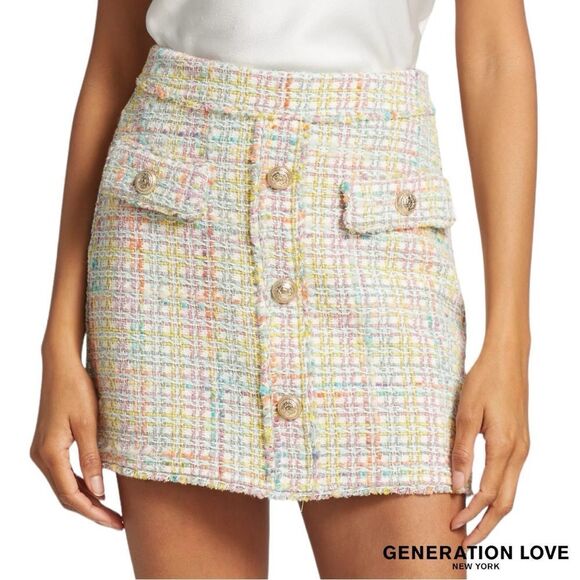 Generation Love **NWT** Sandra Tweed Skirt in Rainbow - Picture 1 of 14